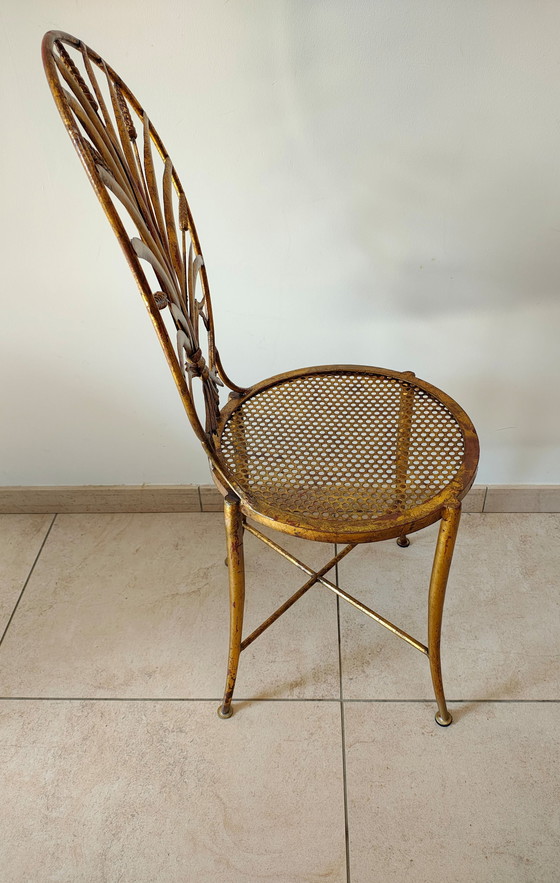 Image 1 of S. Salvadori Gilted Gold Wheat Sheaf Chairs 