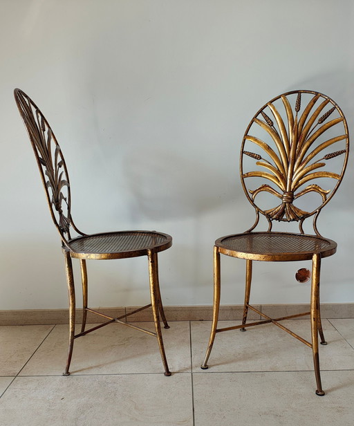 S. Salvadori Gilted Gold Wheat Sheaf Chairs 