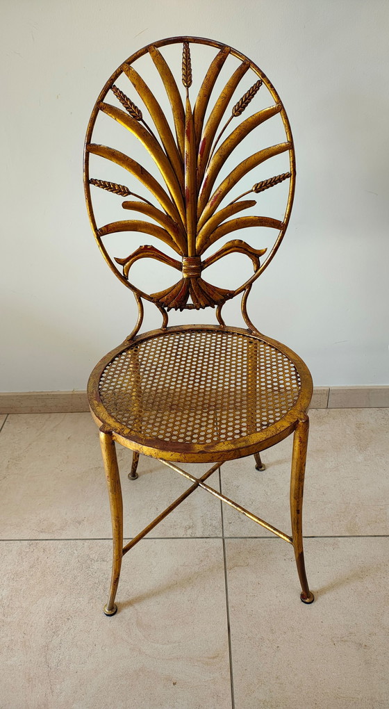 Image 1 of S. Salvadori Gilted Gold Wheat Sheaf Chairs 