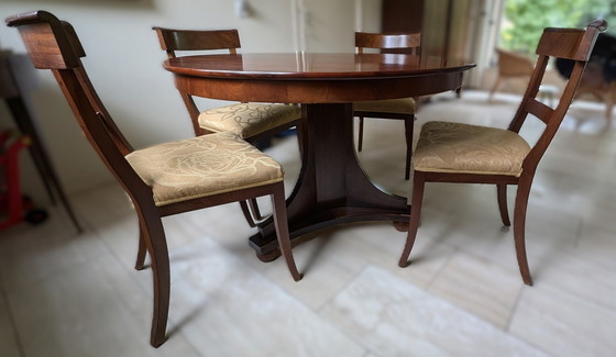 Image 1 of Biedermeier Eettafel Met 4 Stoelen