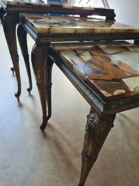 Image 1 of Onyx Vintage Hollywood Regency Nesting Table Set