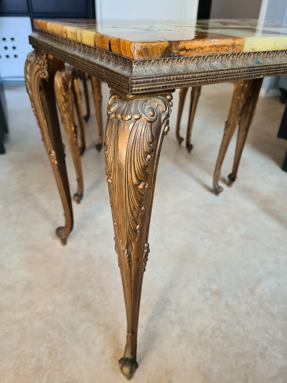 Image 1 of Onyx Vintage Hollywood Regency Nesting Table Set