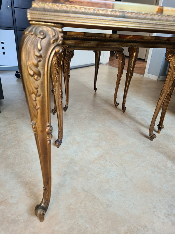 Image 1 of Onyx Vintage Hollywood Regency Nesting Table Set