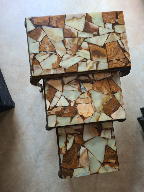 Image 1 of Onyx Vintage Hollywood Regency Nesting Table Set