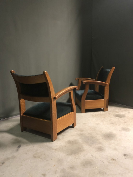 2x Amsterdamse School Loungestoelen