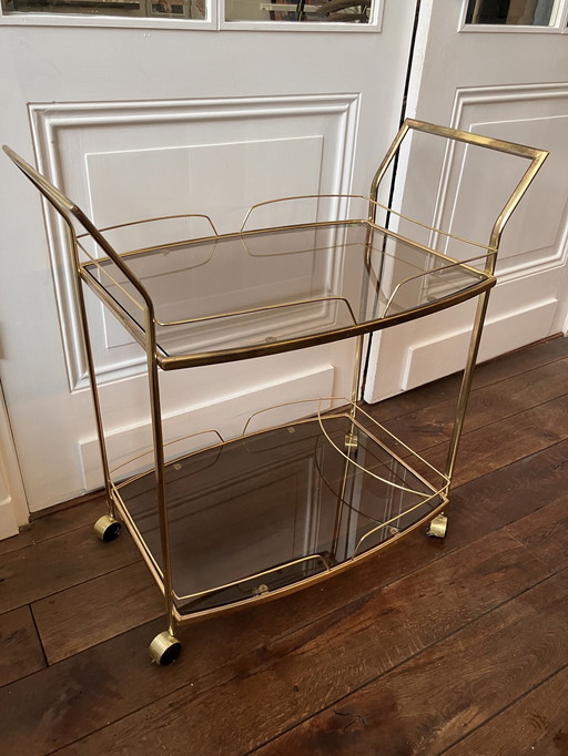 Vintage Trolley / Serveerwagen Goud Messing