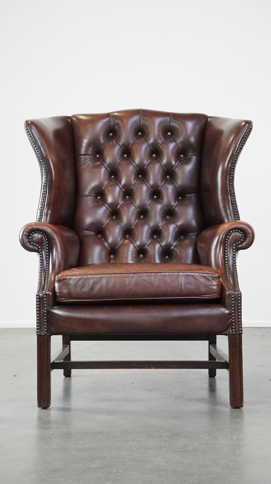 Image 1 of Chesterfield Oorfauteuil Gemaakt Van Rundleer