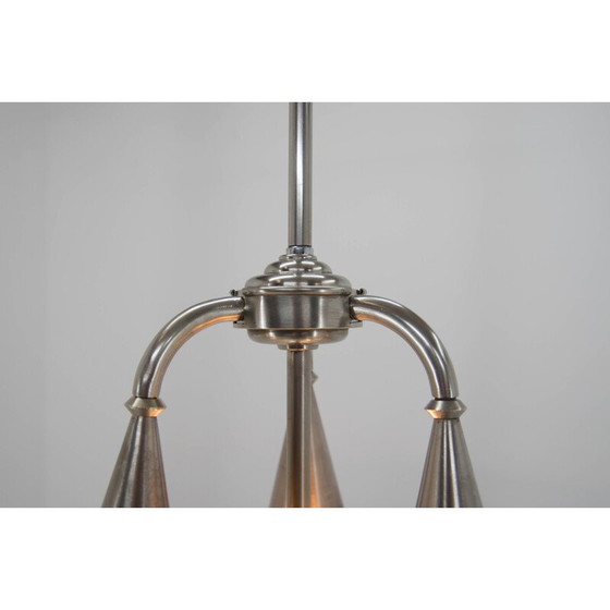 Image 1 of Vintage vernikkelde Art Deco kroonluchter, 1920