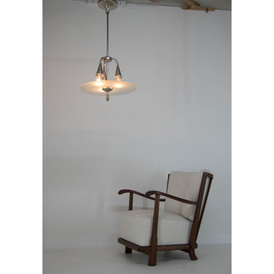 Image 1 of Vintage vernikkelde Art Deco kroonluchter, 1920
