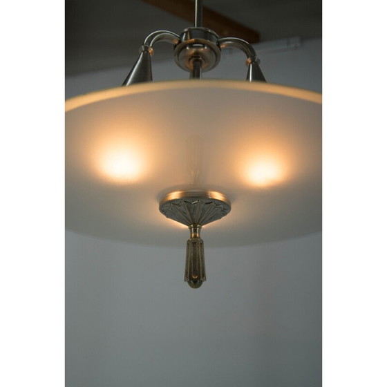 Image 1 of Vintage vernikkelde Art Deco kroonluchter, 1920