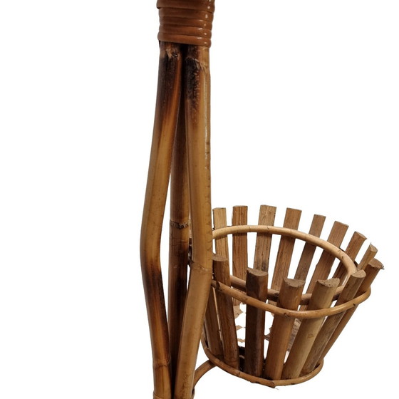 Image 1 of Vintage Bamboe En Rotan Plantenstandaard