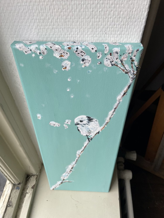 Image 1 of Schilderij Van Een Witkop Staartmees