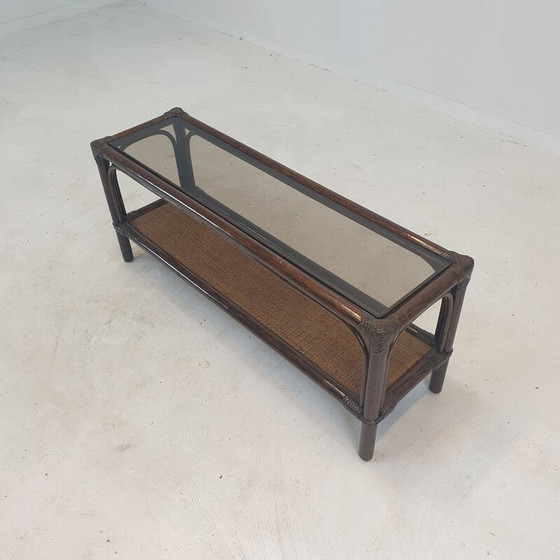 Image 1 of Italiaanse vintage salontafel van bamboe en rotan, jaren 1980