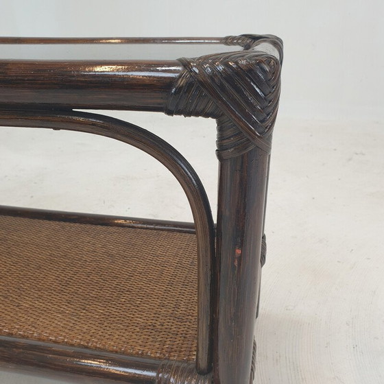 Image 1 of Italiaanse vintage salontafel van bamboe en rotan, jaren 1980