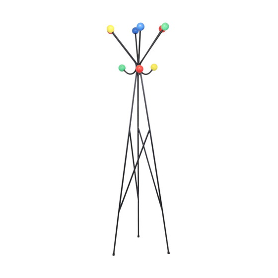 Image 1 of Vintage XL Atomic Staande Kapstok Roger Feraud Design Gekleurde Bollen 186cm