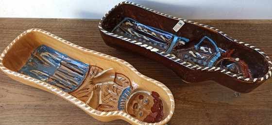 Image 1 of 2x Vintage Elzasser Aardewerk Voedselvorm