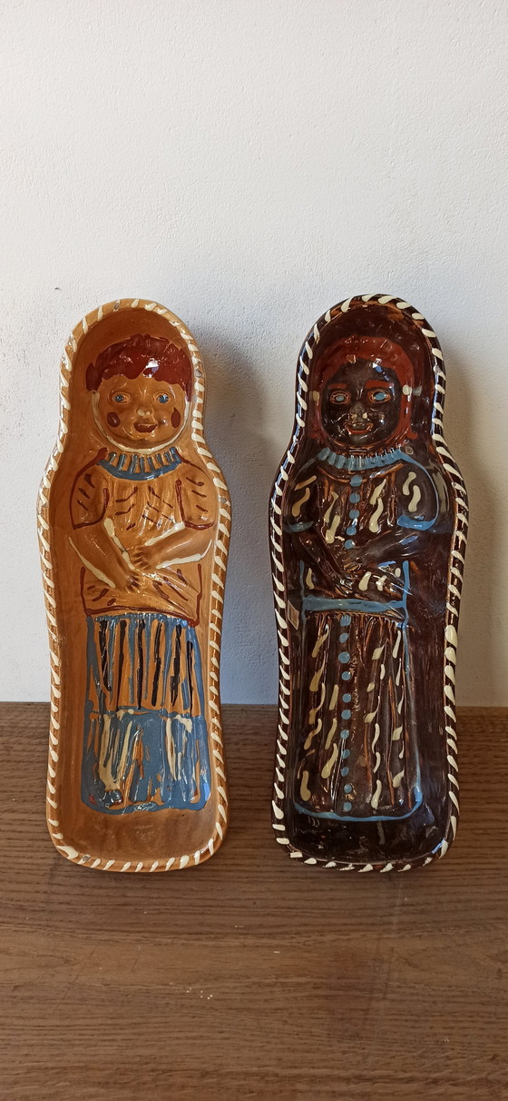 Image 1 of 2x Vintage Elzasser Aardewerk Voedselvorm