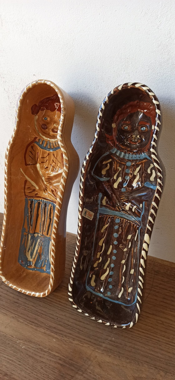Image 1 of 2x Vintage Elzasser Aardewerk Voedselvorm