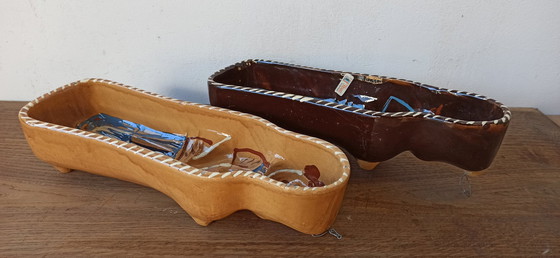 Image 1 of 2x Vintage Elzasser Aardewerk Voedselvorm