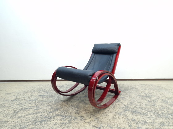 Image 1 of Poltronova Sgarsul schommelstoel designer fauteuil leren fauteuil vintage zeldzaamheid