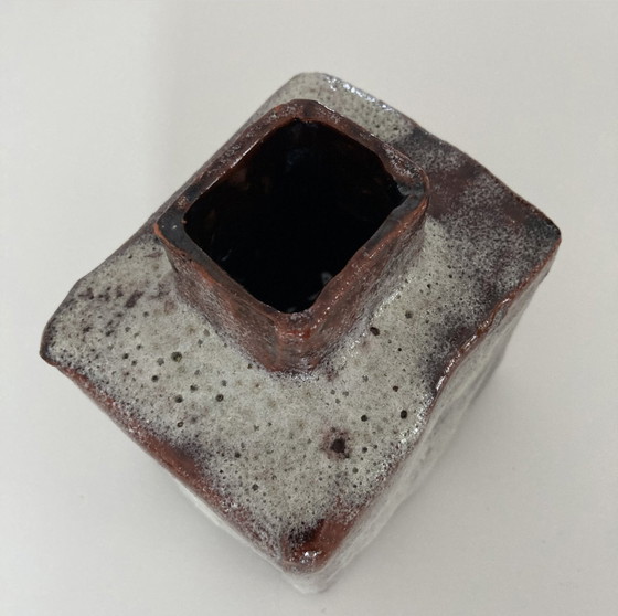 Image 1 of Vet Lavavase Vintage Nederlands Rood Glazuur, Handgemaakt, 50/60D, Kunst Aardewerk, Verzamelobject