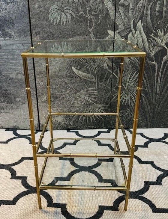 Image 1 of Messing Bijzettafel Sidetable Faux Bamboo Hollywood Regency Style