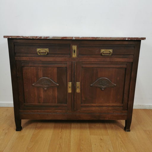 Vintage antiek dressoir commode ladekast badkamermeubel met marmer blad