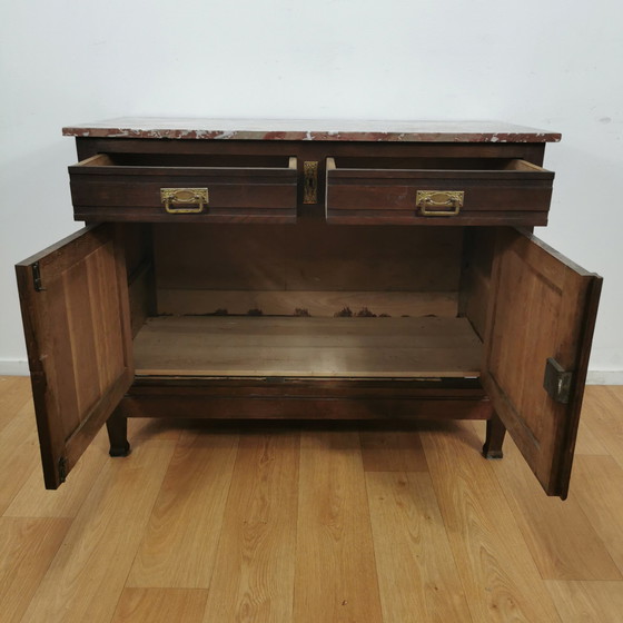 Image 1 of Vintage antiek dressoir commode ladekast badkamermeubel met marmer blad