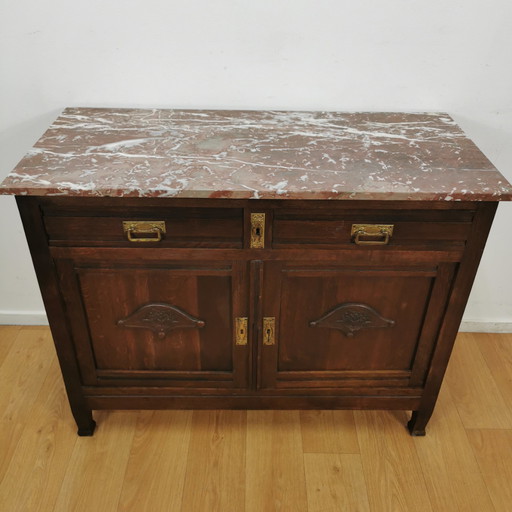 Vintage antiek dressoir commode ladekast badkamermeubel met marmer blad