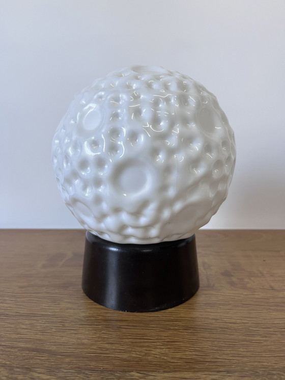 Image 1 of 2X Mid Century Wit Glazen Plafondlamp ‘Maan’ Space Age 