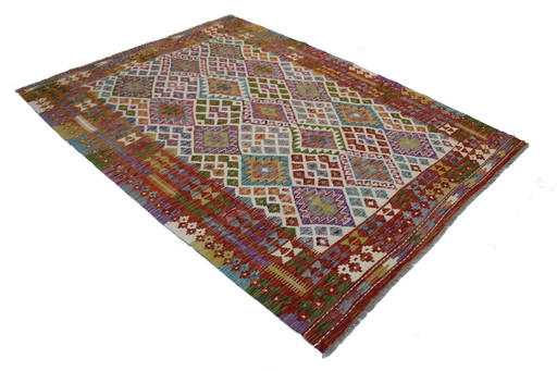 Originele oude stijl Kelim Afghan 236 X 170 Cm Topconditie