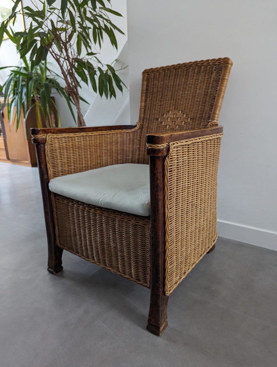 Image 1 of 2x Vintage wicker Stoelen