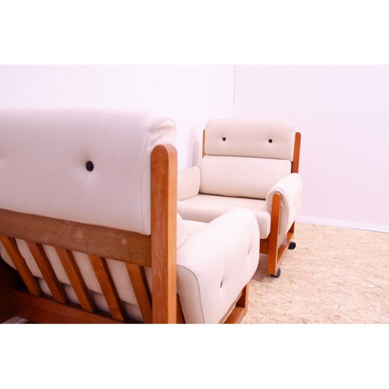 Image 1 of Paar vintage fauteuils in beukenhout en stof, 1970