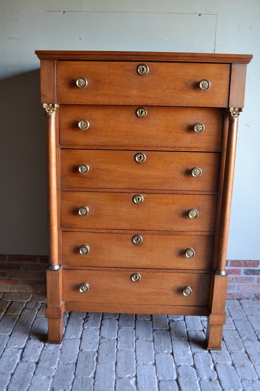 Antieke Eiken Empire Chiffoniere, Ladekast.