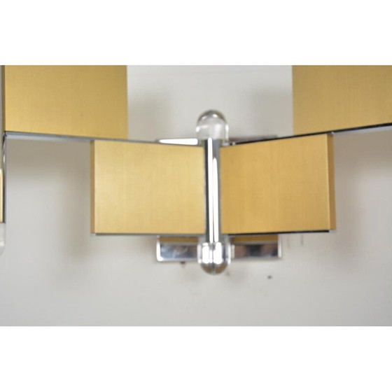 Image 1 of Vintage 3-lichts wandlamp van metaal en glas door Gaetano Scoiolari, 1970
