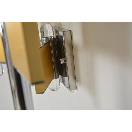 Image 1 of Vintage 3-lichts wandlamp van metaal en glas door Gaetano Scoiolari, 1970