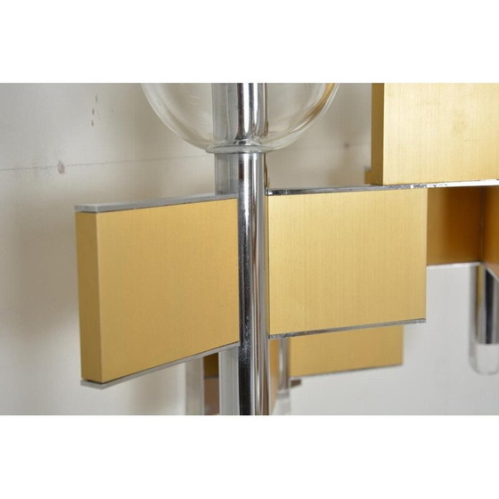 Image 1 of Vintage 3-lichts wandlamp van metaal en glas door Gaetano Scoiolari, 1970