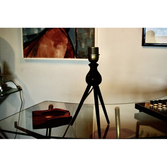 Image 1 of Vintage lamp in de vorm van een maanauto in massief teakhout van Severin Hansen voor Haslev Mobelsnedkeri, Denemarken 1960