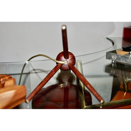 Image 1 of Vintage lamp in de vorm van een maanauto in massief teakhout van Severin Hansen voor Haslev Mobelsnedkeri, Denemarken 1960