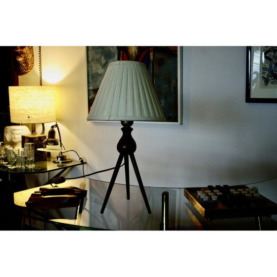 Image 1 of Vintage lamp in de vorm van een maanauto in massief teakhout van Severin Hansen voor Haslev Mobelsnedkeri, Denemarken 1960