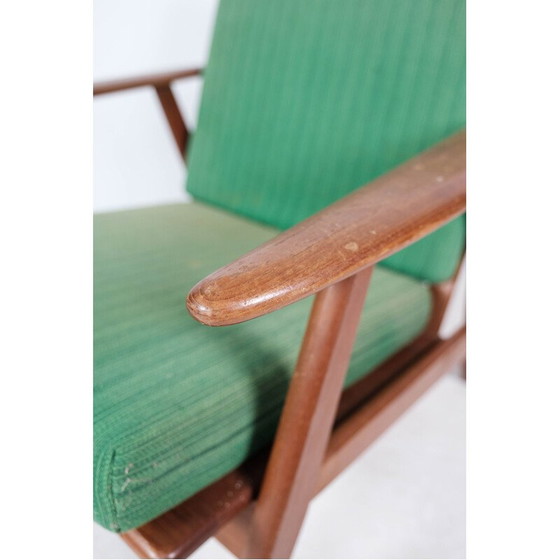 Image 1 of Vintage Deense fauteuil in teakhout en met groene bekleding, jaren 1960