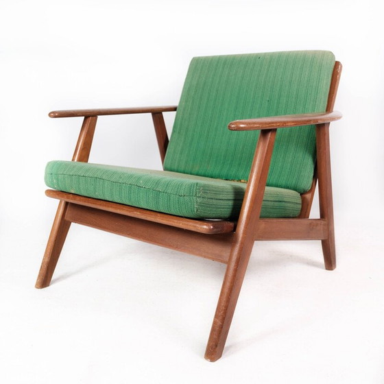 Image 1 of Vintage Deense fauteuil in teakhout en met groene bekleding, jaren 1960