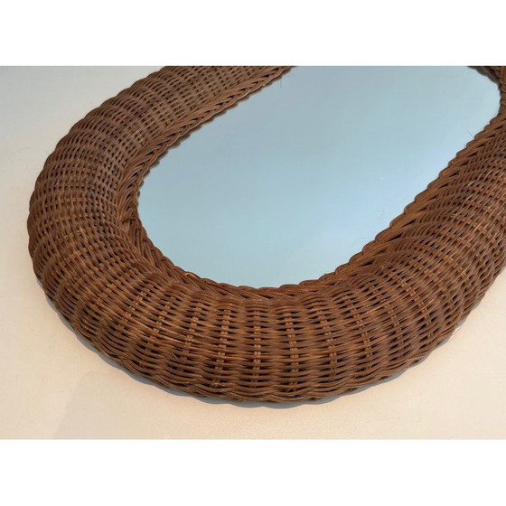 Image 1 of Vintage ovale rotan spiegel, 1970