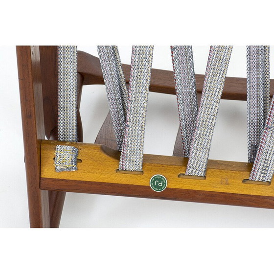 Image 1 of Deense vintage teakhouten fauteuil met bekleding van Grete Jalk voor Poul Jeppesen
