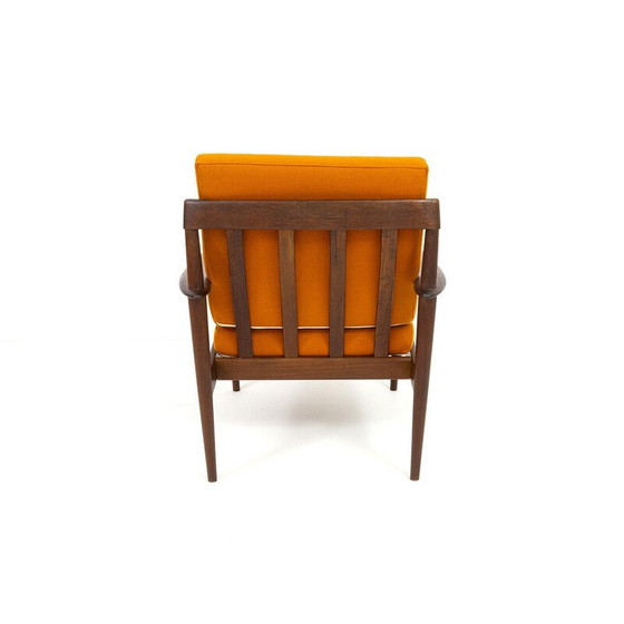 Image 1 of Deense vintage teakhouten fauteuil met bekleding van Grete Jalk voor Poul Jeppesen