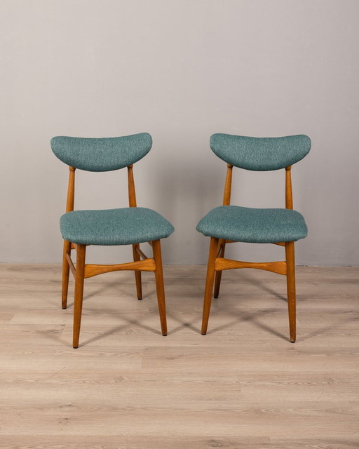 Set van 2 Vintage Italiaanse stoelen in groene stof, jaren 1960
