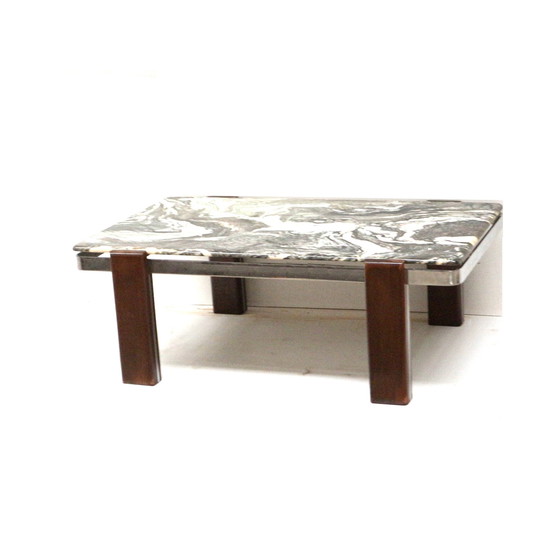 Image 1 of Grote Vintage Brutalist Marmeren Salontafel Gemaakt In De Jaren ’70