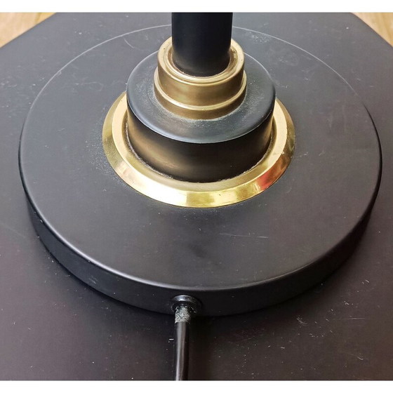 Image 1 of Vintage zwart en goud gebeitst metalen tafellamp