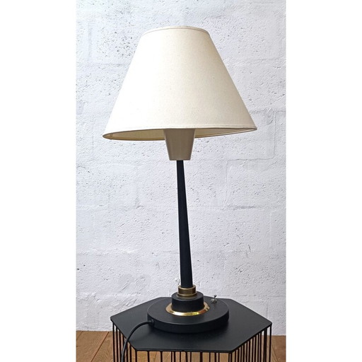 Vintage zwart en goud gebeitst metalen tafellamp