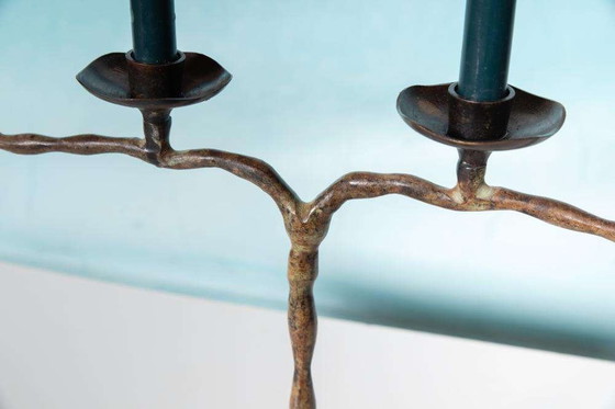 Image 1 of Vintage kandelaar 60s, Japandi bronze patinated chandelier